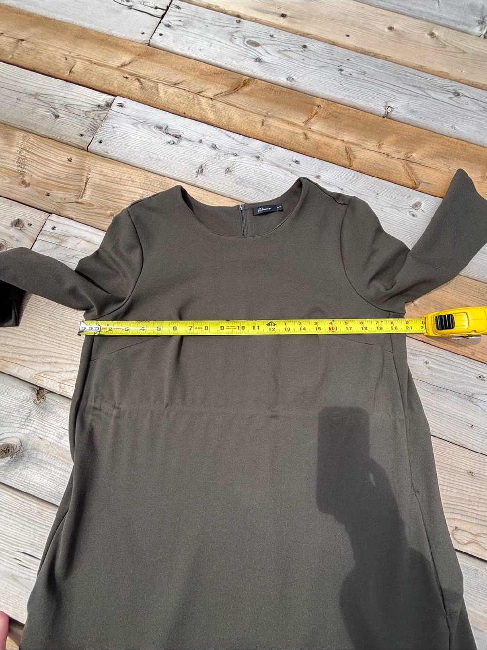 Olive Midi Dress with Three-Quarter Sleeves size xl - Picture 3 of 8